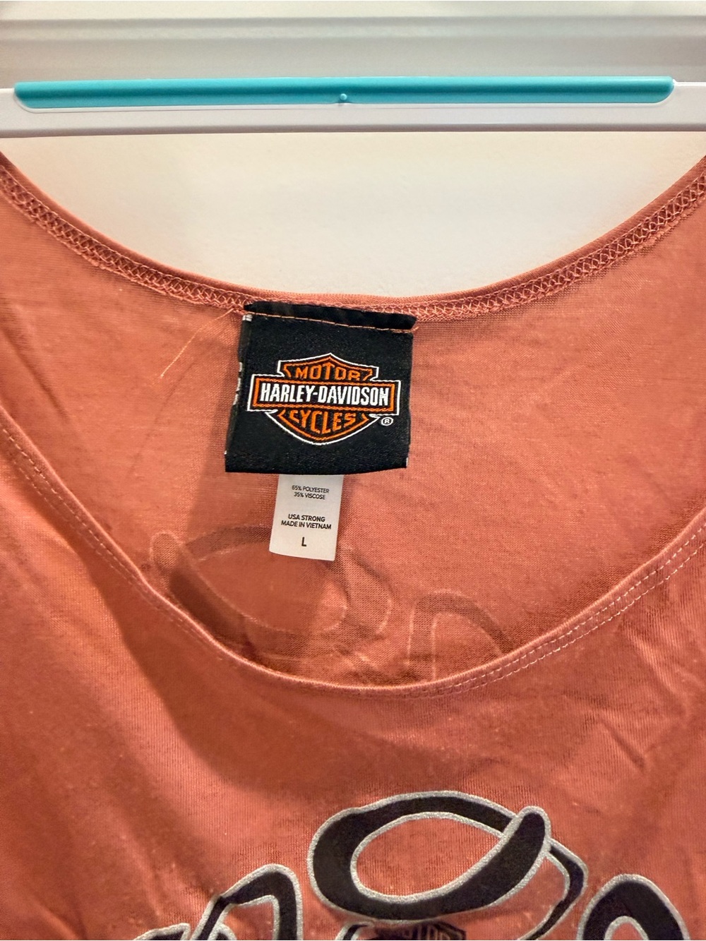 Harley-Davidson Women's Tank Top - Dusty Rose with Black Logo - Picture 3 of 3